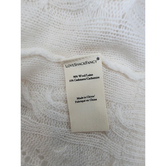 NWT LoveshackFancy Elba Crop Lightweight Cashmere Cardigan Shrug Ivory Sz Large - Picture 9 of 10